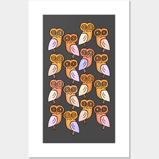 Cute Colorful Athenian Owl Pattern Posters and Art